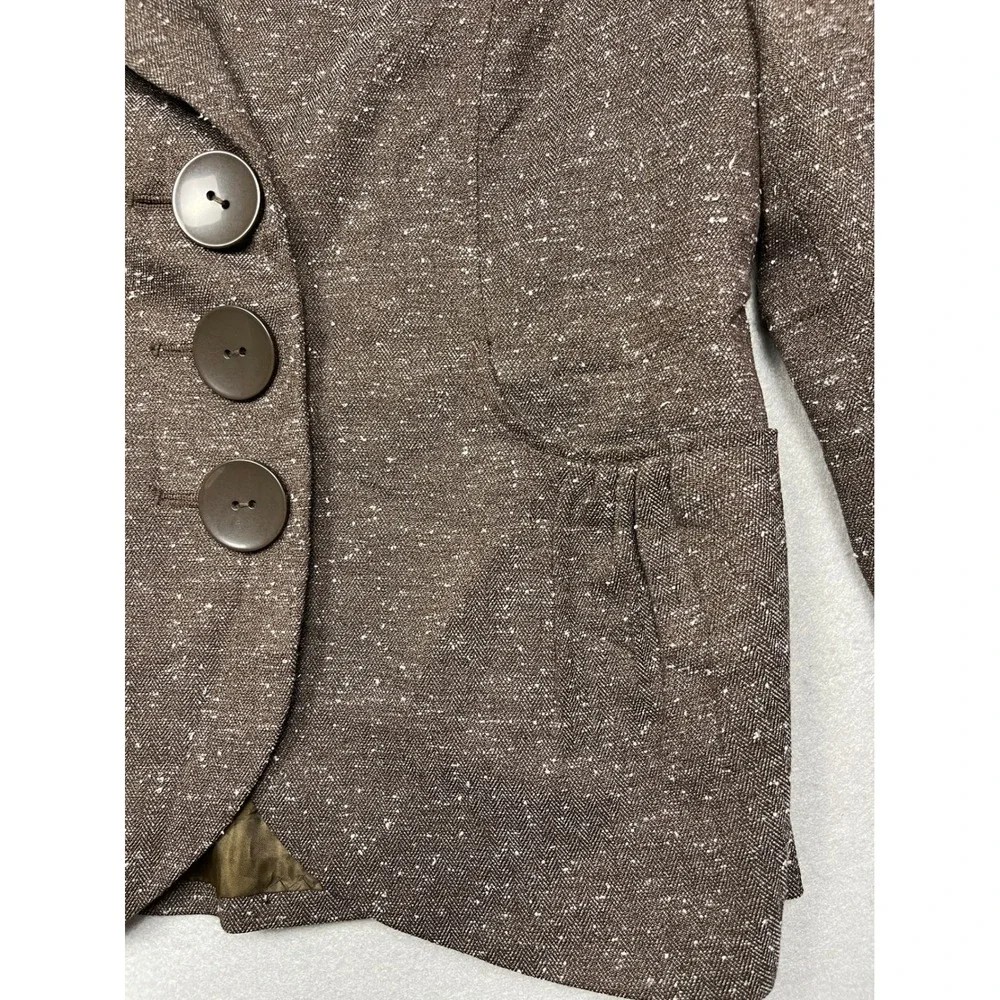 Sharagano Blazer Polyester Viscose Spandex Brown Speckled S Womens